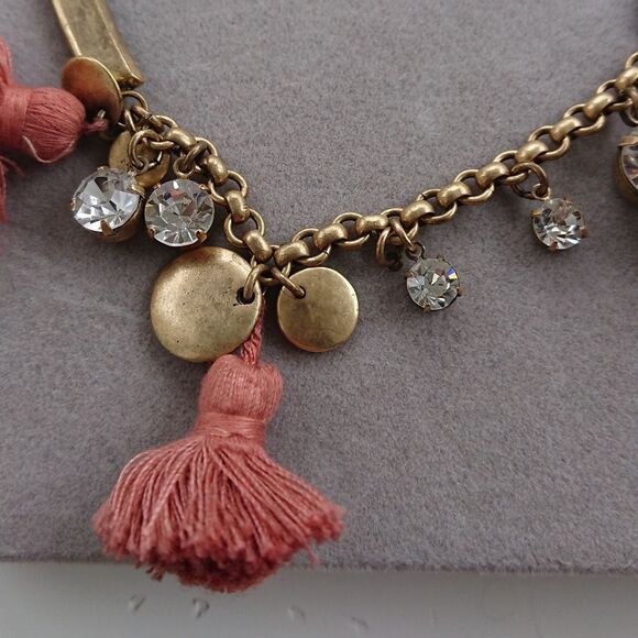 J. Crew Tassel Statement Rhinestone Necklace - Picture 7 of 8